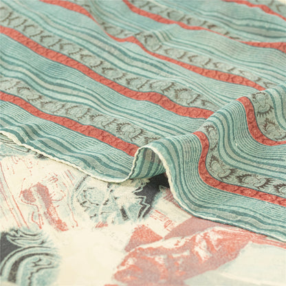 Sanskriti Vintage Saree Multi Pure Georgette Silk Printed Sari 5yd Craft Sustainable Fabric