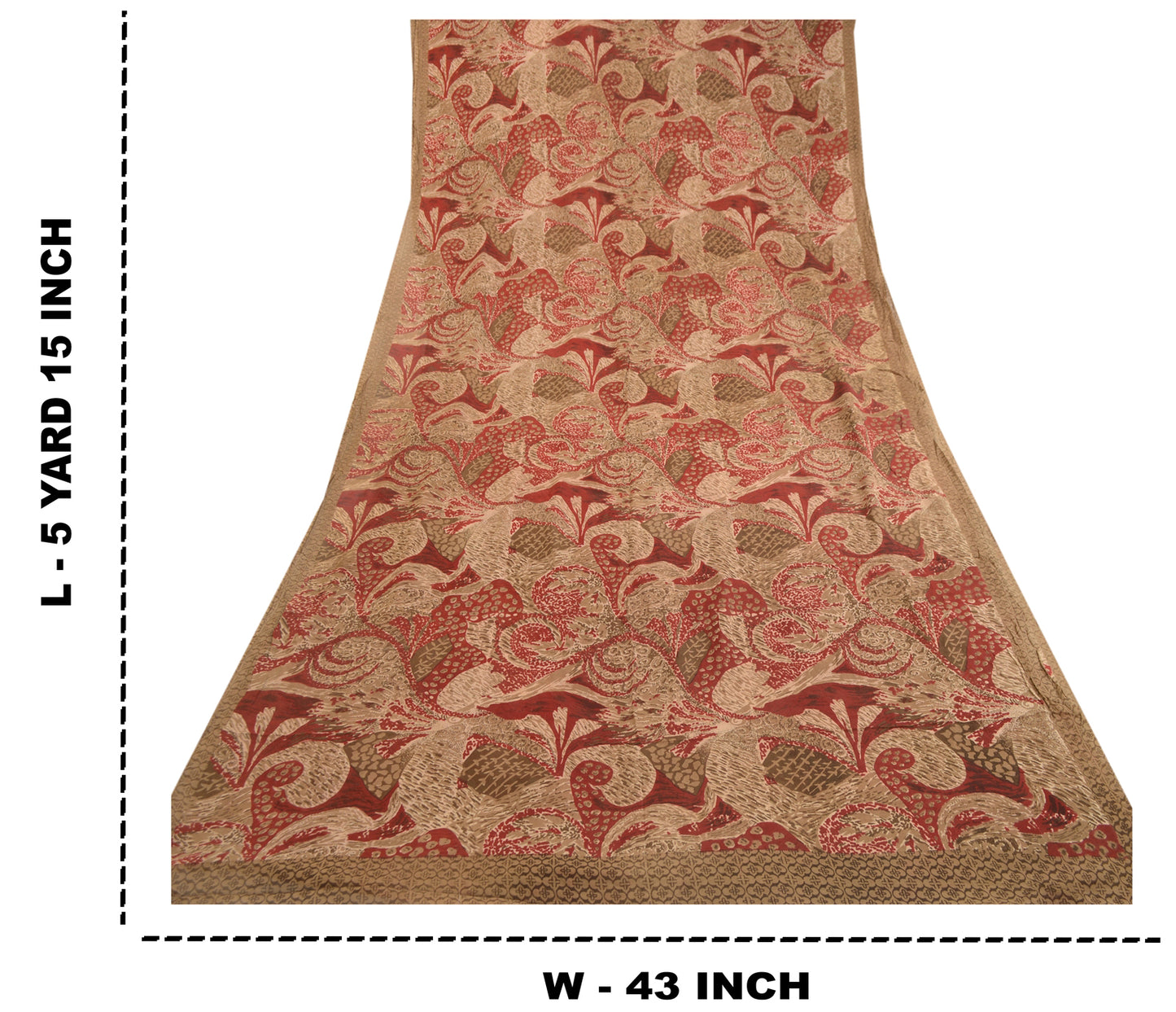 Sanskriti Vintage Sari 100% Pure Georgette Silk Saree Red Printed 5yd Soft Craft Fabric Home Decor, Women Floral Outfit, Silk Scrap
