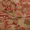 Sanskriti Vintage Sari 100% Pure Georgette Silk Saree Red Printed 5yd Soft Craft Fabric Home Decor, Women Floral Outfit, Silk Scrap