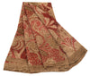 Sanskriti Vintage Sari 100% Pure Georgette Silk Saree Red Printed 5yd Soft Craft Fabric Home Decor, Women Floral Outfit, Silk Scrap