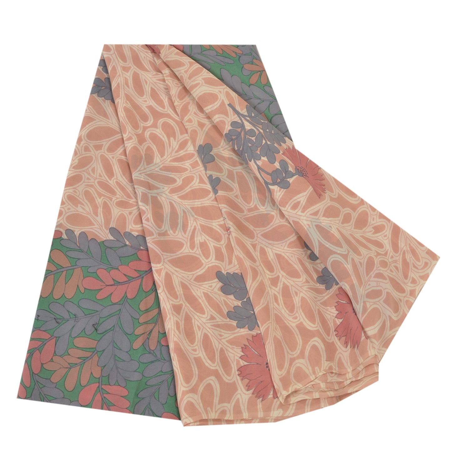 Sanskriti Vintage Saree Pink Pure Georgette Silk Printed Sari Soft Craft Sustainable Fabric