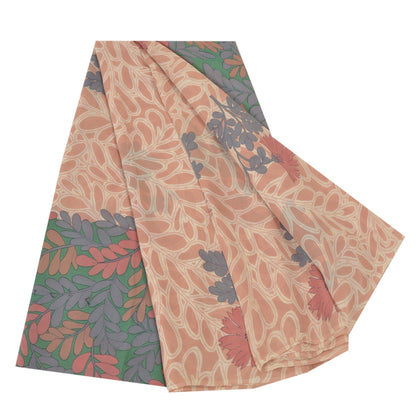 Sanskriti Vintage Saree Pink Pure Georgette Silk Printed Sari Soft Craft Sustainable Fabric