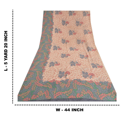 Sanskriti Vintage Saree Pink Pure Georgette Silk Printed Sari Soft Craft Sustainable Fabric