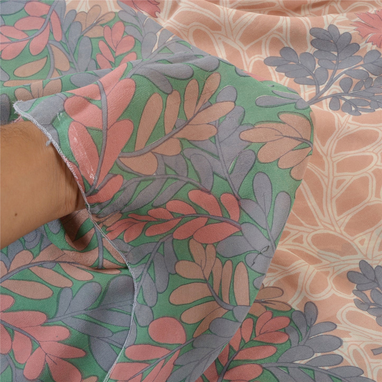 Sanskriti Vintage Saree Pink Pure Georgette Silk Printed Sari Soft Craft Sustainable Fabric