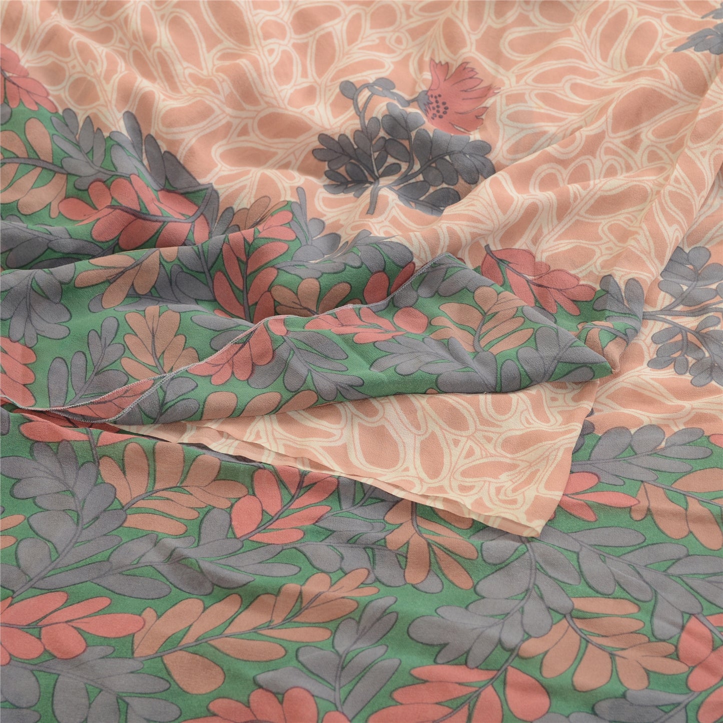 Sanskriti Vintage Saree Pink Pure Georgette Silk Printed Sari Soft Craft Sustainable Fabric