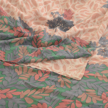 Sanskriti Vintage Saree Pink Pure Georgette Silk Printed Sari Soft Craft Sustainable Fabric