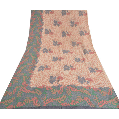 Sanskriti Vintage Saree Pink Pure Georgette Silk Printed Sari Soft Craft Sustainable Fabric