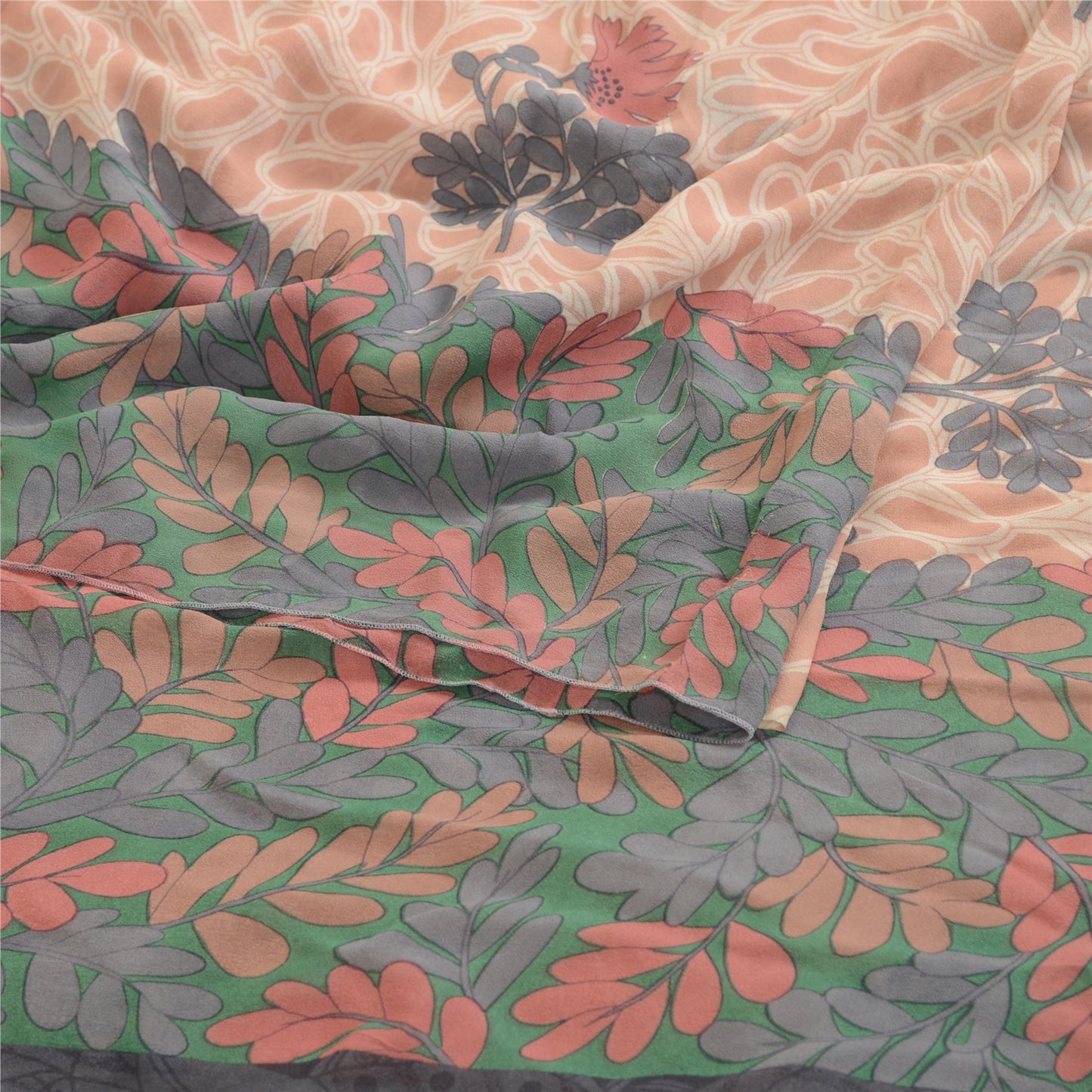 Sanskriti Vintage Saree Pink Pure Georgette Silk Printed Sari Soft Craft Sustainable Fabric