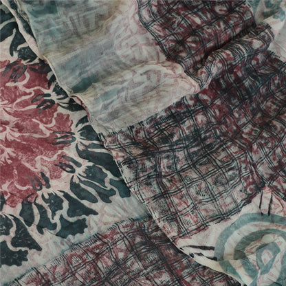 Sanskriti Vintage Saree Multi Blend Georgette Printed Sari Floral Craft Sustainable Fabric