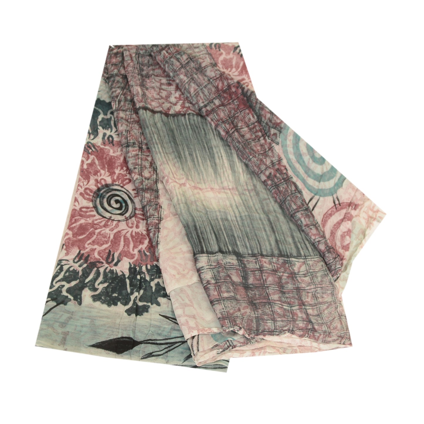 Sanskriti Vintage Saree Multi Blend Georgette Printed Sari Floral Craft Sustainable Fabric