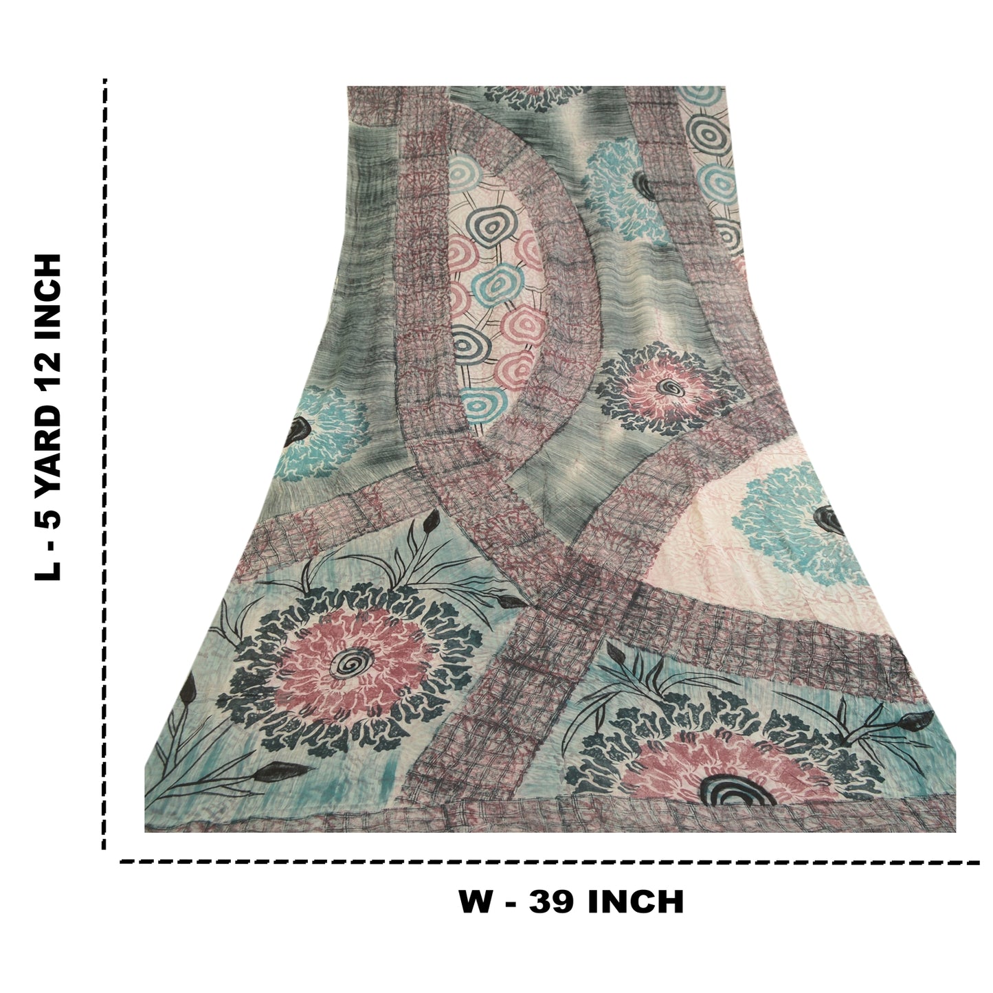 Sanskriti Vintage Saree Multi Blend Georgette Printed Sari Floral Craft Sustainable Fabric