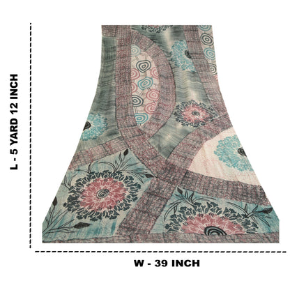 Sanskriti Vintage Saree Multi Blend Georgette Printed Sari Floral Craft Sustainable Fabric
