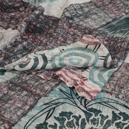 Sanskriti Vintage Saree Multi Blend Georgette Printed Sari Floral Craft Sustainable Fabric