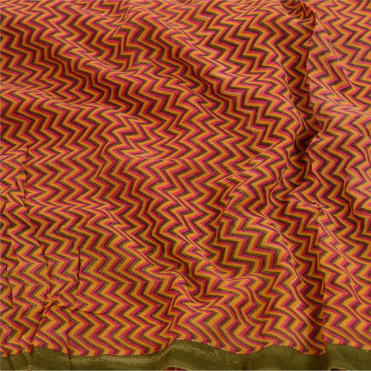Sanskriti Vintage Sari Multi Ren Georgette Silke Trykt Sari 5yd Håndværk Bæredygtigt Stoff