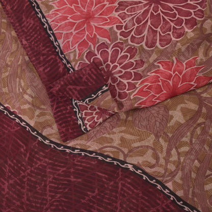 Sanskriti Vintage Saree Green Pure Georgette Silk Printed Sari Craft Soft Sustainable Fabric