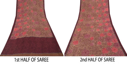 Sanskriti Vintage Saree Green Pure Georgette Silk Printed Sari Craft Soft Sustainable Fabric