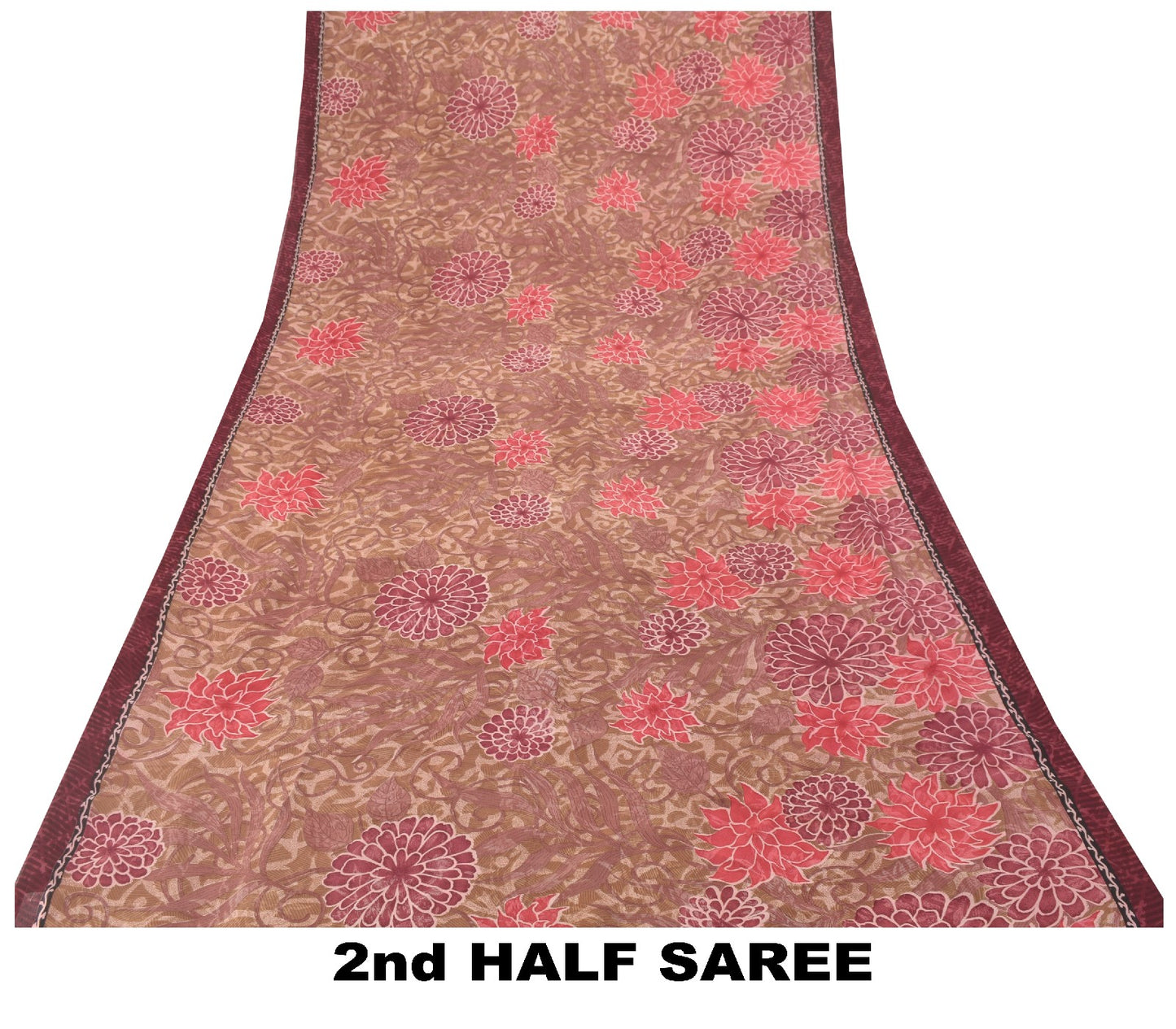Sanskriti Vintage Saree Green Pure Georgette Silk Printed Sari Craft Soft Sustainable Fabric