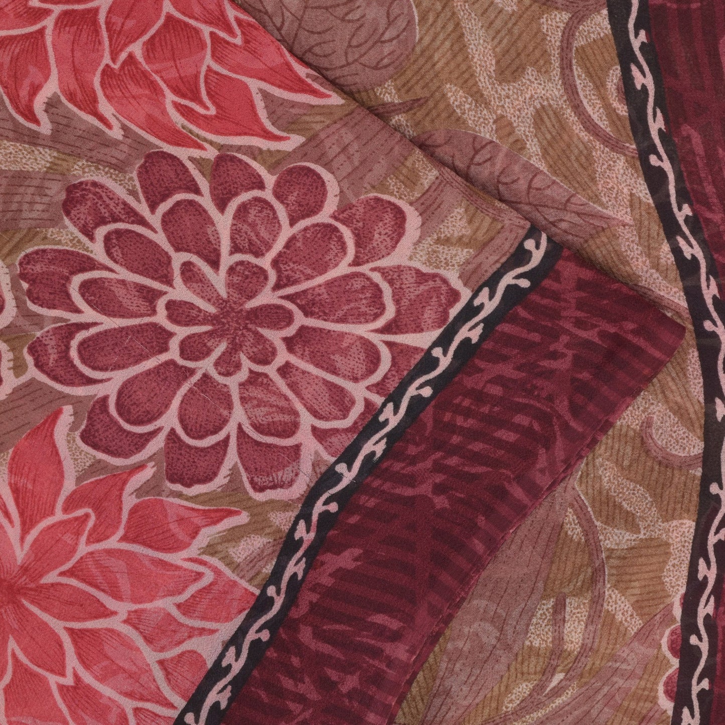 Sanskriti Vintage Saree Green Pure Georgette Silk Printed Sari Craft Soft Sustainable Fabric