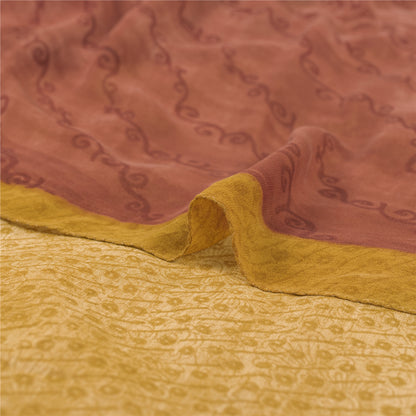 Sanskriti Vintage Saree Saffron Printed Pure Georgette Silk Sari Craft Sustainable Fabric