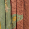 Sanskriti Vintage Saree Saffron Printed Pure Georgette Silk Sari Craft Sustainable Fabric