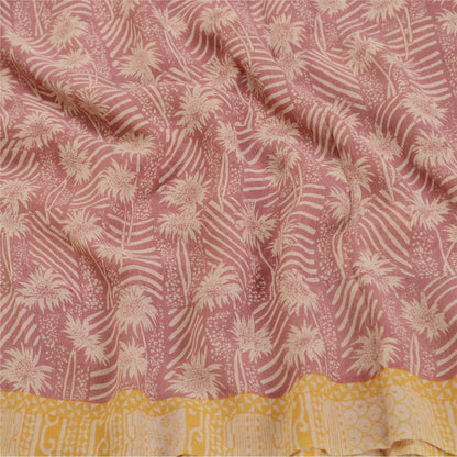 Sanskriti Vintage Sari i støvet lyserød ren Georgette silketrykt sari håndværk i bæredygtigt stof