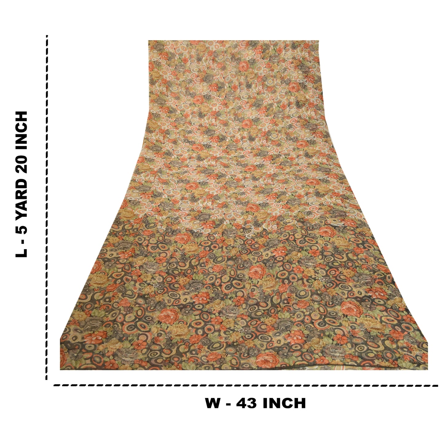 Sanskriti Vintage Saree From India Multi Georgette Printed Sari 5yd Craft Sustainable Fabric