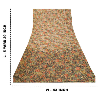 Sanskriti Vintage Saree From India Multi Georgette Printed Sari 5yd Craft Sustainable Fabric