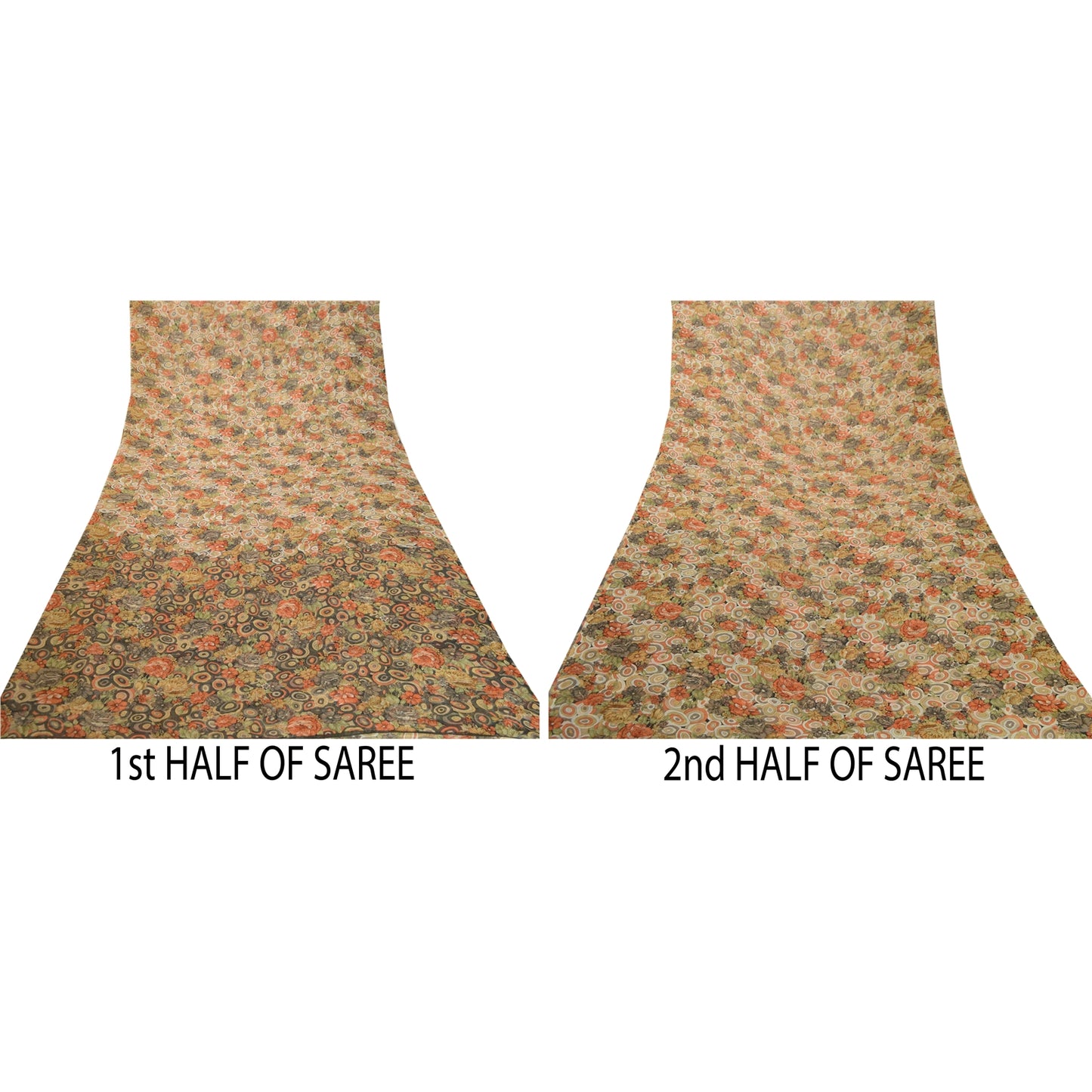 Sanskriti Vintage Saree From India Multi Georgette Printed Sari 5yd Craft Sustainable Fabric