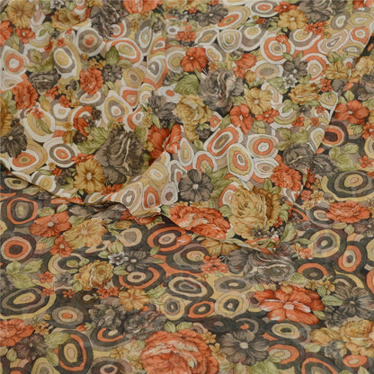 Sanskriti Vintage Saree From India Multi Georgette Printed Sari 5yd Craft Sustainable Fabric