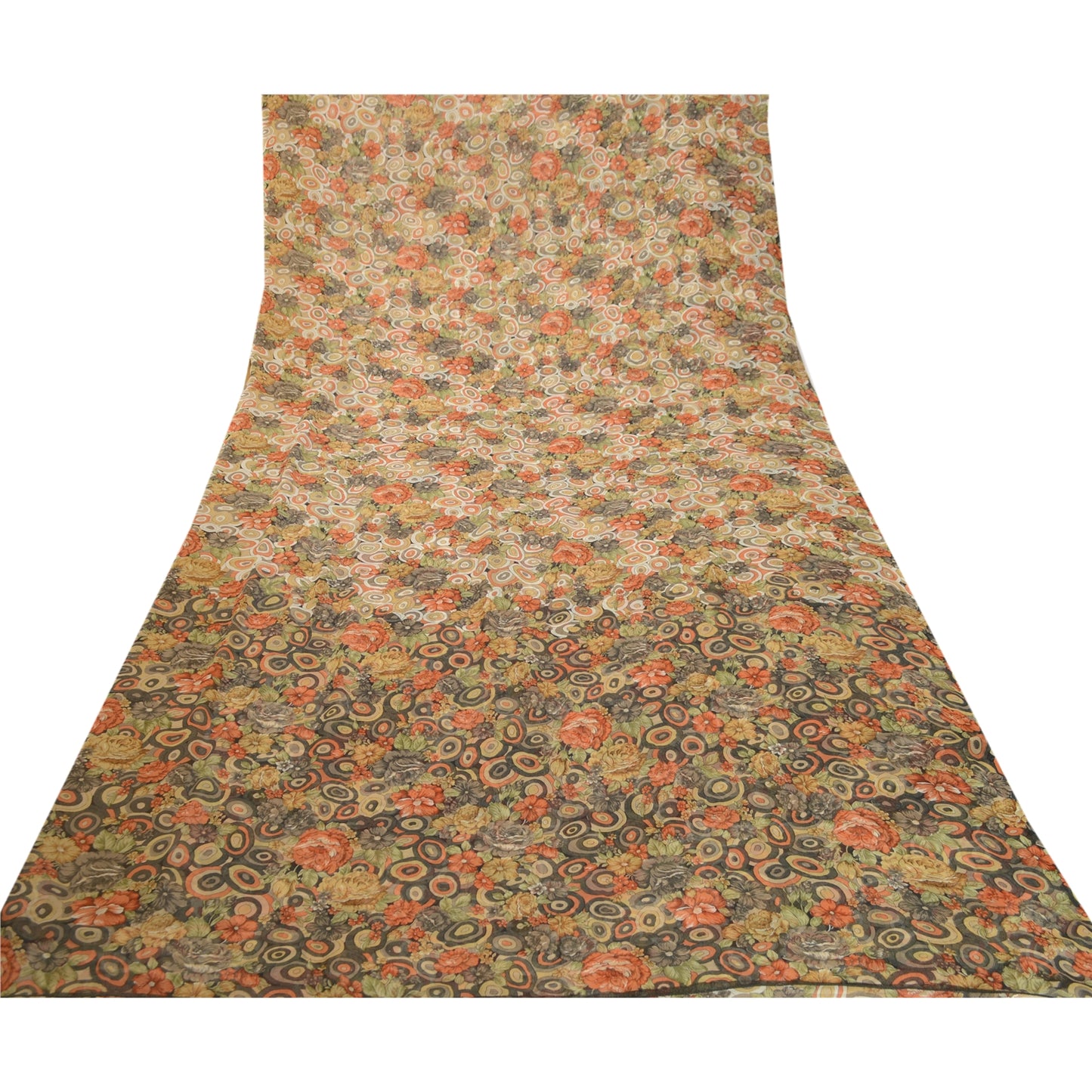 Sanskriti Vintage Saree From India Multi Georgette Printed Sari 5yd Craft Sustainable Fabric