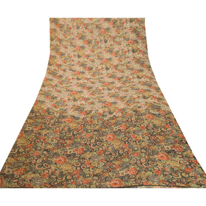 Sanskriti Vintage Saree From India Multi Georgette Printed Sari 5yd Craft Sustainable Fabric