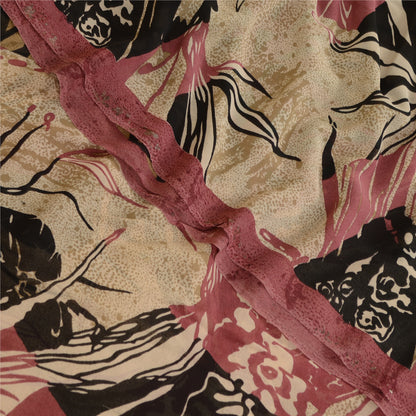 Sanskriti Vintage Sarier Multi Ren Georgette Silke Trykt Sari 5yd Håndværk Bæredygtigt Stoff