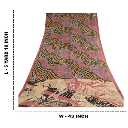 Sanskriti Vintage Sarier Multi Ren Georgette Silke Trykt Sari 5yd Håndværk Bæredygtigt Stoff