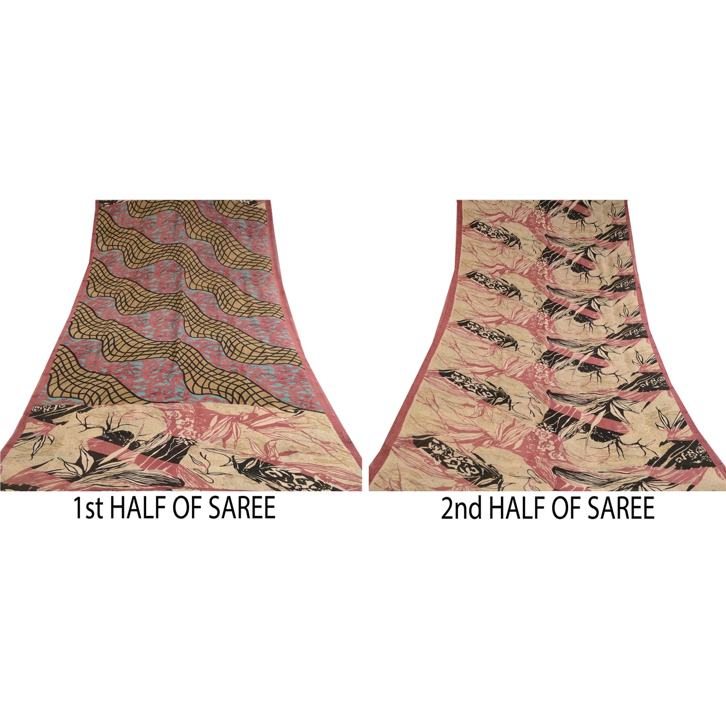 Sanskriti Vintage Sarier Multi Ren Georgette Silke Trykt Sari 5yd Håndværk Bæredygtigt Stoff