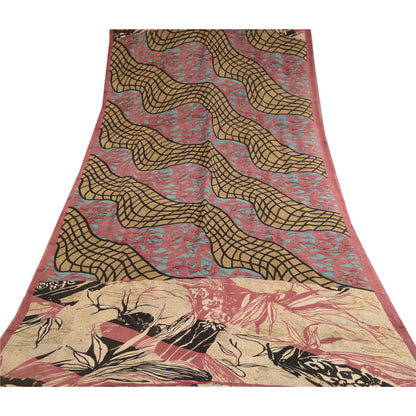 Sanskriti Vintage Sarier Multi Ren Georgette Silke Trykt Sari 5yd Håndværk Bæredygtigt Stoff