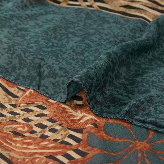 Sanskriti Vintage Sarees Multi Pure Georgette Silk Printed Sari 5yd Craft Sustainable Fabric