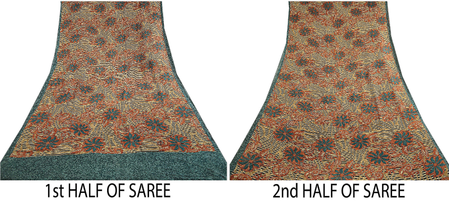 Сари из натурального шелка Sanskriti Vintage, многослойное сари из чистого жоржета, 5 ярдов, ткань для рукоделия, устойчивая к истиранию