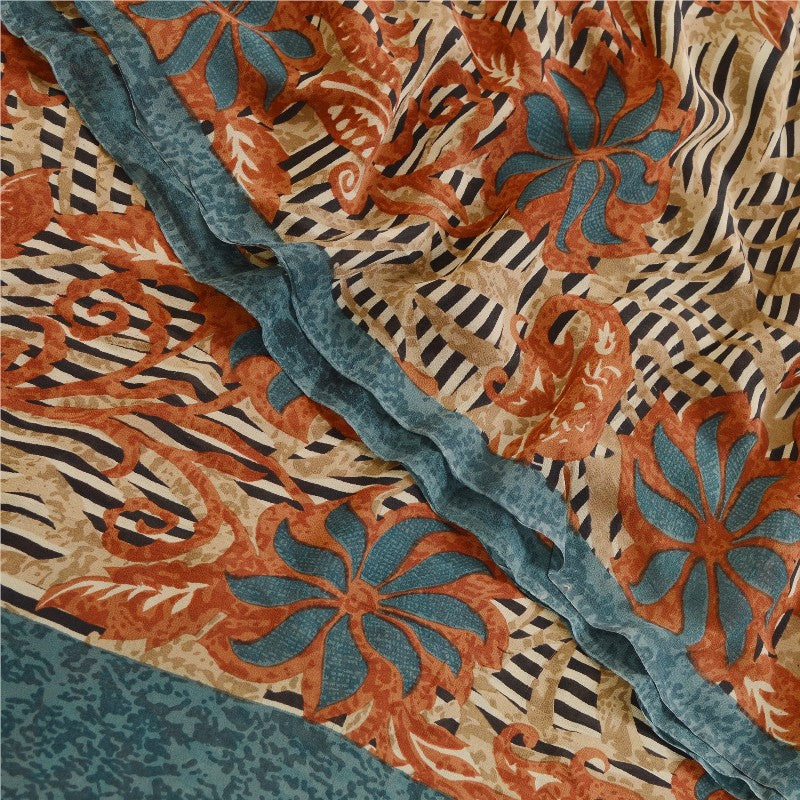 Сари из натурального шелка Sanskriti Vintage, многослойное сари из чистого жоржета, 5 ярдов, ткань для рукоделия, устойчивая к истиранию