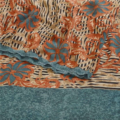 Сари из натурального шелка Sanskriti Vintage, многослойное сари из чистого жоржета, 5 ярдов, ткань для рукоделия, устойчивая к истиранию