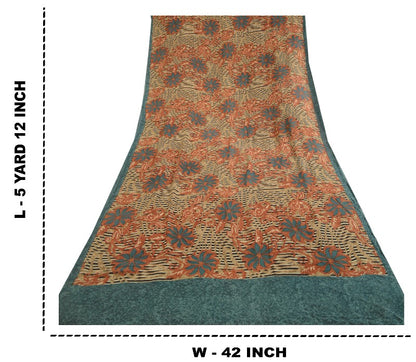 Сари из натурального шелка Sanskriti Vintage, многослойное сари из чистого жоржета, 5 ярдов, ткань для рукоделия, устойчивая к истиранию