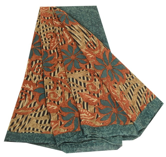 Сари из натурального шелка Sanskriti Vintage, многослойное сари из чистого жоржета, 5 ярдов, ткань для рукоделия, устойчивая к истиранию