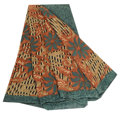 Сари из натурального шелка Sanskriti Vintage, многослойное сари из чистого жоржета, 5 ярдов, ткань для рукоделия, устойчивая к истиранию