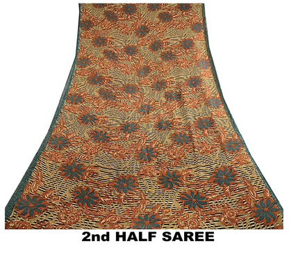 Сари из натурального шелка Sanskriti Vintage, многослойное сари из чистого жоржета, 5 ярдов, ткань для рукоделия, устойчивая к истиранию