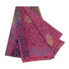 Sanskriti Vintage Sarees Purple Block Printed Pure Georgette Silk Sari Sustainable Fabric
