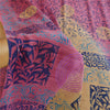 Sanskriti Vintage Sarees Purple Block Printed Pure Georgette Silk Sari Sustainable Fabric