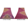 Sanskriti Vintage Sarees Purple Block Printed Pure Georgette Silk Sari Sustainable Fabric