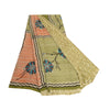 Sanskriti Vintage Sarees Green Printed Pure Georgette Silk Sari 5yd Craft Sustainable Fabric