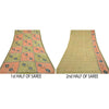 Sanskriti Vintage Sarees Green Printed Pure Georgette Silk Sari 5yd Craft Sustainable Fabric