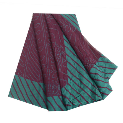 Sanskriti Vintage Sarees Pure Georgette Purple & Blue Bandhani 6Yd Gujrat Sari