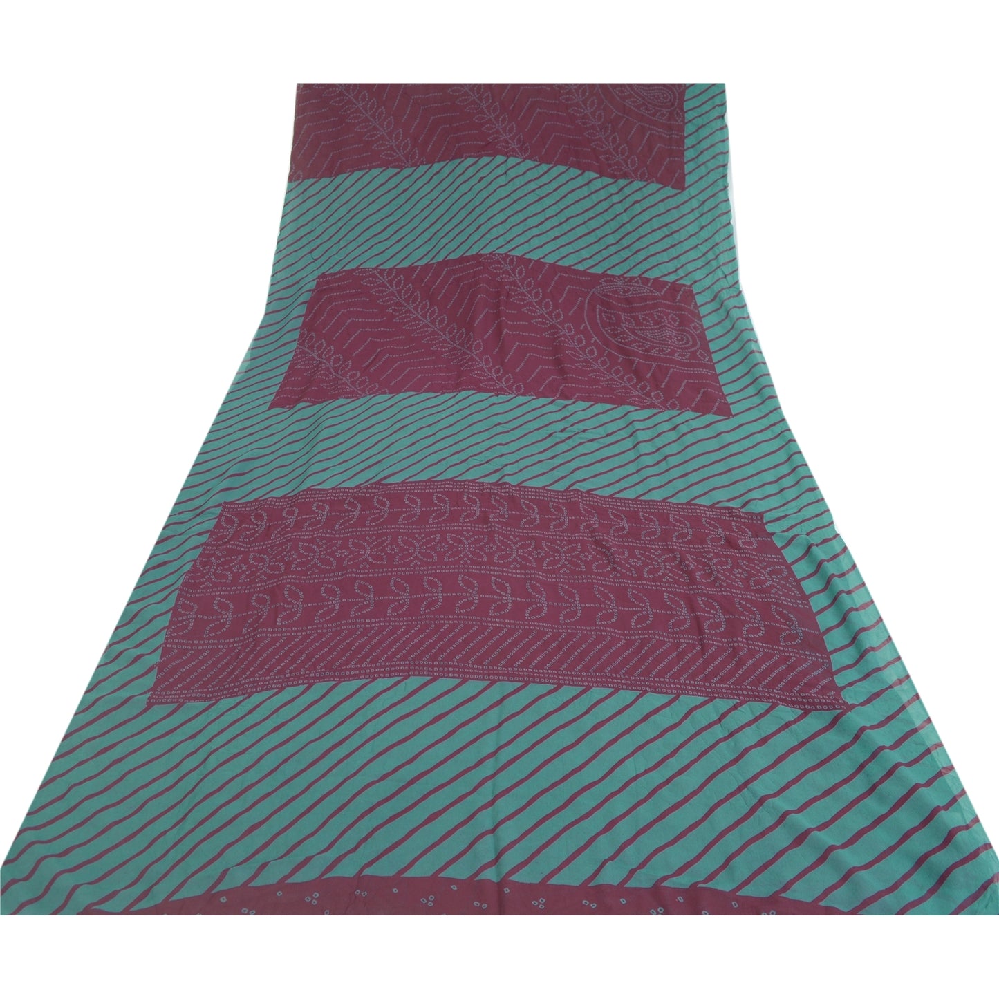 Sanskriti Vintage Sarees Pure Georgette Purple & Blue Bandhani 6Yd Gujrat Sari